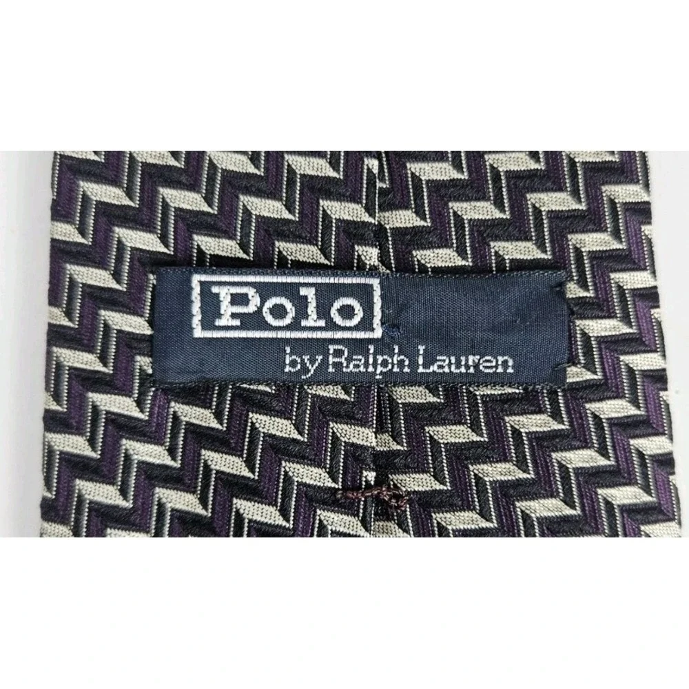 Polo Ralph Lauren Men's Vintage Geometric Hand Made Silk‎ Tie